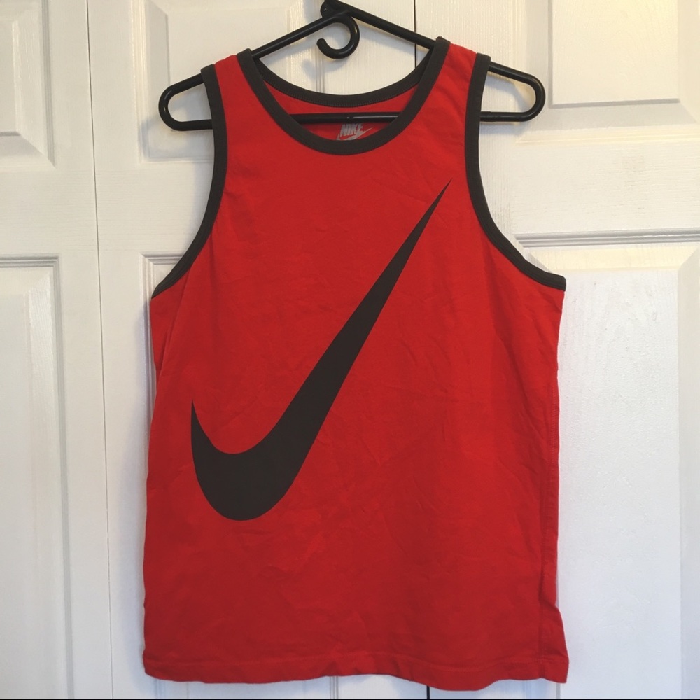 NIKE Logo Red and Gray Tank Top (Size L)